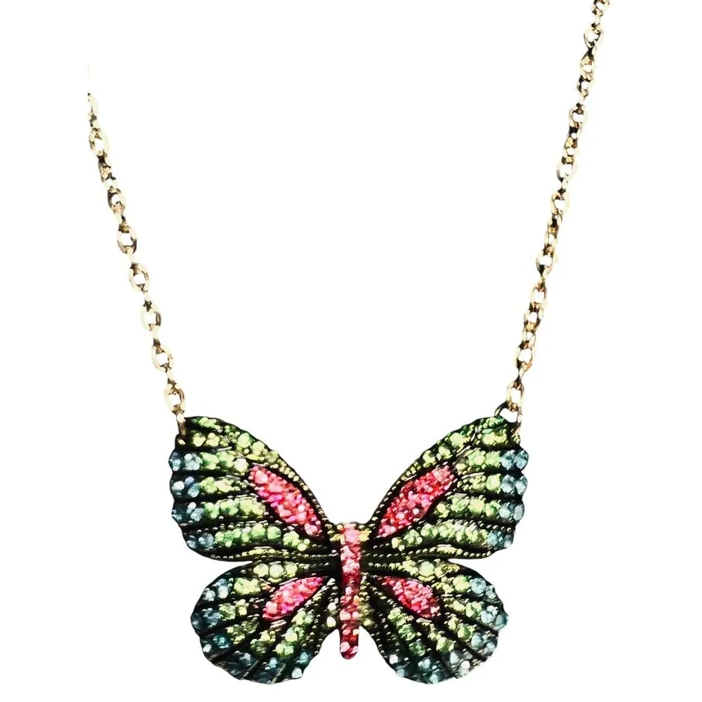 Cara NY Gold Tone Necklace With Rhinestone Butterfly Pendant (6285) - Picture 3 of 6
